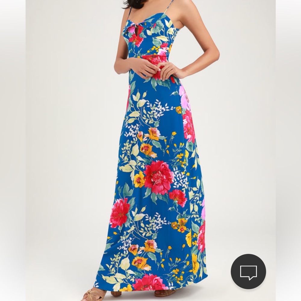 Lulus blue/floral maxi dress